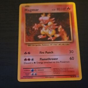 Magmar Pokémon Card - Red and Yellow Fire Design